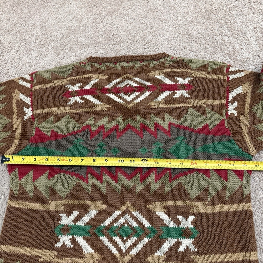 Vintage Polo Ralph Lauren Aztec American Flag Sweater Mens Large Cotton Knit - Picture 6 of 8